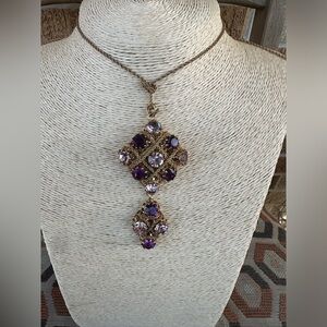 Vintage Gold and Purple Statement Necklace